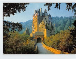 Postcard Eltz Castle over the wine-village Moselkern, Germany