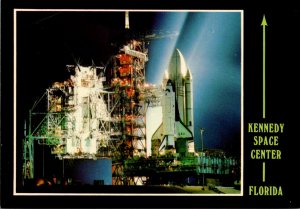 Florida Kennedy Space Center Space Shuttle On Launch Pad At Night