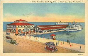 Ohio Cedar Point Pier Sandusky Lake Erie Vacationland Postcard Teich 21-13915