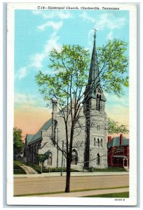 c1940s Episcopal Church Exterior Roadside Clarksville Tennessee TN Tree Postcard