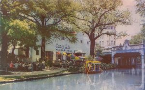 San Antonio Texas Riverwalk, Casa Rio Mexican Food Restaurant Chrome Postcard