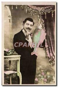 Postcard Old Man Fancy Fish