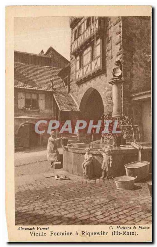 Old Postcard Old fountain Riquewihr