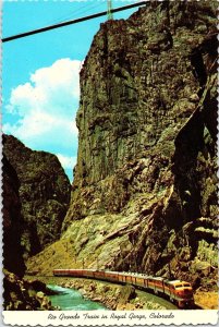 Rio Grande Train at Royal Gorge Colorado Highest Suspension Bridge Postcard