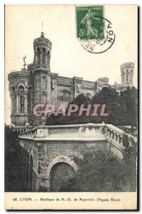 Postcard Old Lyon Basilica of Fourviere North Facade ND