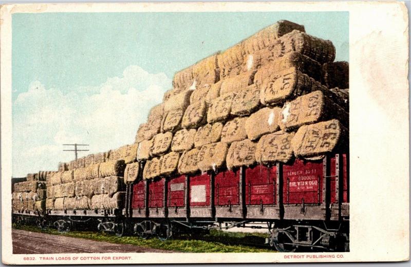 Train Loads of Cotton Bales for Export, Undivided Back Vintage Postcard Y03