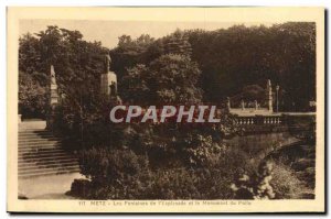 Old Postcard Metz Les Fontaines From & # 39Esplanade And Monument From Hairy ...