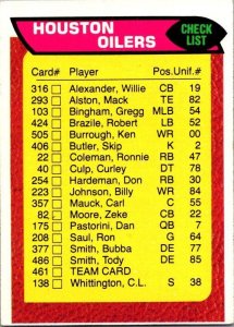 1976 Topps Football Card Houston Oilers Checklist sk4597