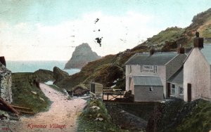 VINTAGE POSTCARD BEACH HOUSE AND BAY AT KYNANCE VILLAGE CORNWALL ENGLAND c. 1910