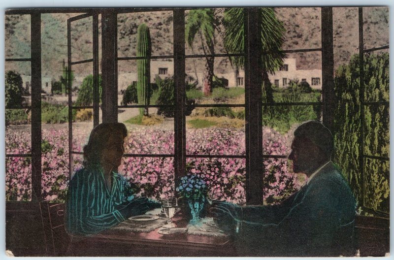 c1940s Phoenix, AZ Camelback Inn Dining Linen Postcard Cactus Desert Plaza A90