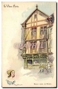 Old Postcard Old Paris birthplace of Moliere