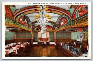 1921  Tijuana  Mexico   Hotel Agua Caliente  Main Dining Salon  Postcard