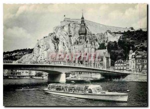 Postcard Modern Collegiate Dinant Citadel and boat Featured Flanders II