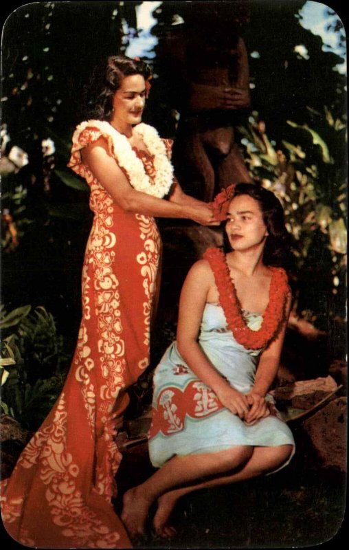 Hawaii HI Pretty Women Hawaiian Maidens c1950s-60s Postcard