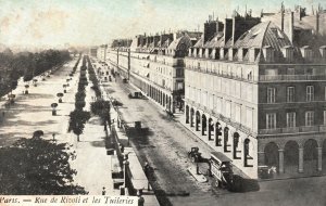 Vintage Postcard Rue De Rivoli Et Les Tuileries Commercial Street Paris France