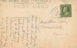 Afton Iowa Union County Presbyterian Church 1914 Postcard 13588 RPPC