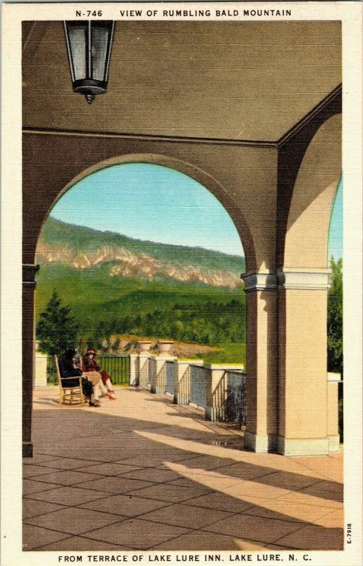 View Rumbling Bald Mountain Terrace Lake Lure Inn North Carolina Postcard UNP 