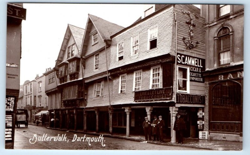 RPPC Butterwalk DARTMOUTH Scammell Cigars & Cigarette Importers UK Postcard