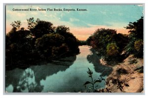 1914 Postcard Cottonwood River Flat Rocks Emporia KS Vintage Standard View Card 