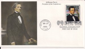 Confederate President Jefferson Davis, FDC 1995 Gettysburg Cancel, Civil War