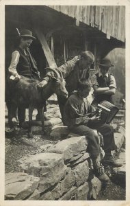 Swiss folk types photo postcard Switzerland children types & scenes