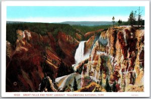 Great Falls and Point Lookout Yellowstone National Park Wyoming Gorge Postcard