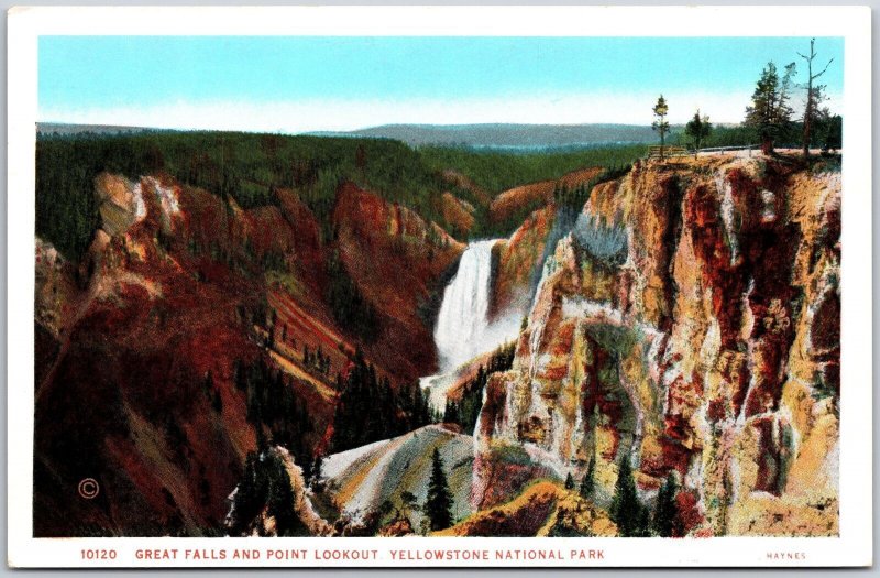 Great Falls and Point Lookout Yellowstone National Park Wyoming Gorge Postcard