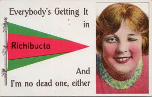 Richibucto NB Pennant Young Woman 'Everybody's Getting It' Postcard G93
