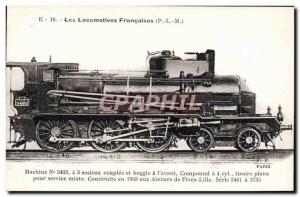 Postcard Old Train Locomotive Machine 3403