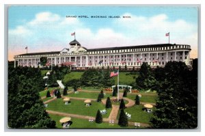 Vintage 1930's Postcard Panoramic View Grand Hotel Mackinac Island Michigan