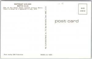 Airplane Southeast Airlines Martin 2-0-2A Miami Based Regional Airline Postcard