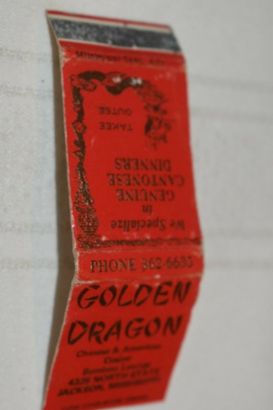 Golden Dragon Jackson Mississippi 20 Strike Matchbook Cover