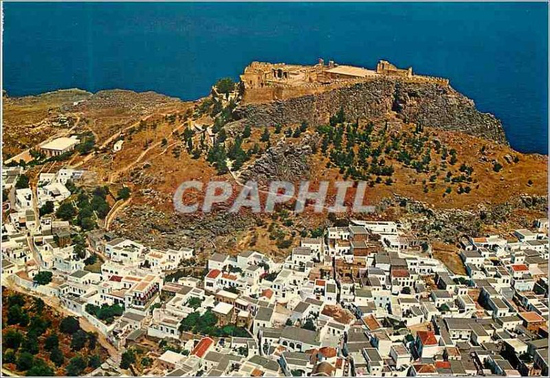 Modern Postcard Lindos Aerial view