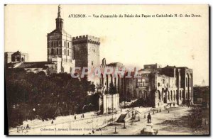 Old Postcard Avignon Overview of Popes and Cathedrale Dame des Doms