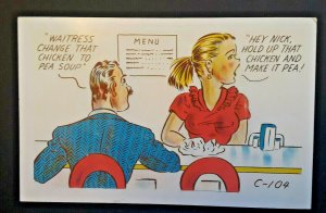 Mint Vintage Waitress Soup Order Hold Chicken Make It Pea Comic Picture PC 