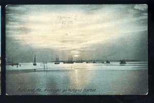 Portland, Maine/ME Postcard, Moonlight On Portland Harbor, 1908!