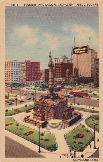 Ohio Cleveland Soldiers And Sailors Monument Public Square 1946