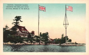 Vintage Postcard Zavikon Thousand Islands Smallest International Bridge New York