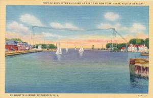 Port of Rochester at Charlotte Harbor, New York - Naval Militia to Right - Linen