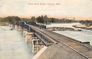 c1907 Chromograph Postcard; Rock Island RR Bridge, Fairbury NE Jefferson County