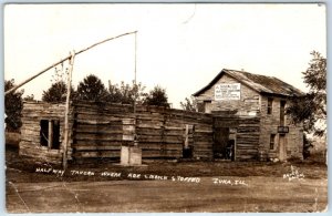 c1930s Iuka, IL Halfway Tavern RPPC Lincoln Stopped Real Photo RIPPED A132