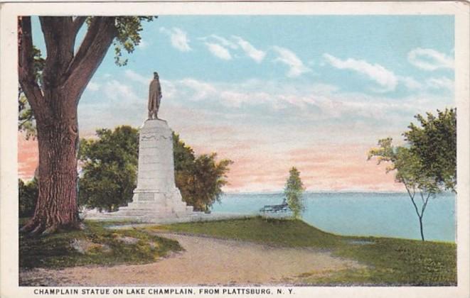 New York Champlain Statue On Lake CHamplain From PLattsburg