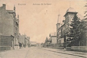 COUVIN BELGIUM~AVENUE de la GARE~ANTIQUE PHOTO POSTCARD