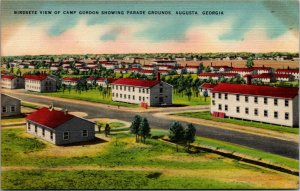 Postcard GA Augusta Bird's Eye View Camp Gordon Showing Parade Grounds 1940s H14