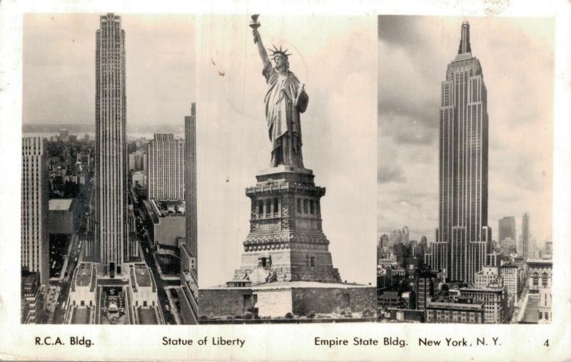 USA Statue of Liberty Empire state building RCA buidling RPPC 01.77