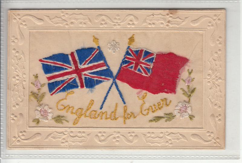 Novelty embroidered WWI military material allied patriotic flag England forever