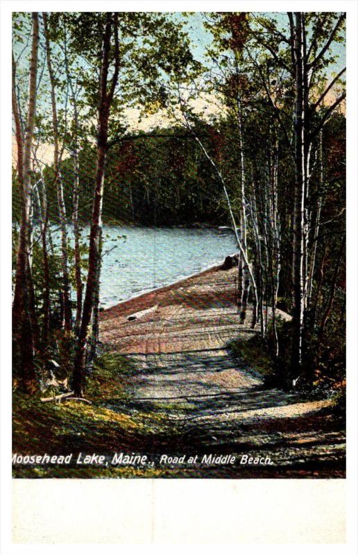 Maine Moosehead Lake,  Road at Middle Beach