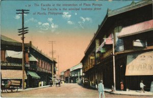 PC PHILIPPINES, MANILA, ESCOLTA - PLAZA MORAGA, Vintage Postcard (b39064)