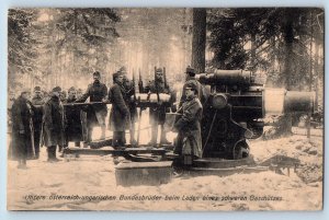 Austria Postcard Austrian Hungarian Army Loading Heavy Artillery Piece c1910 WW1