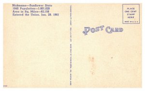 Big Letter Greetings from Topeka Kansas Capitol Linen Vintage Postcard S09